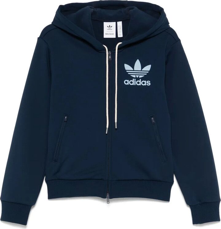 x Wales Bonner logo-flocked hoodie