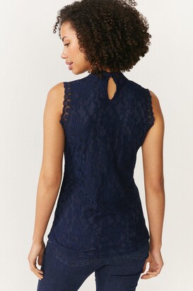 Coast Mesh And Lace Collared Shell Top
