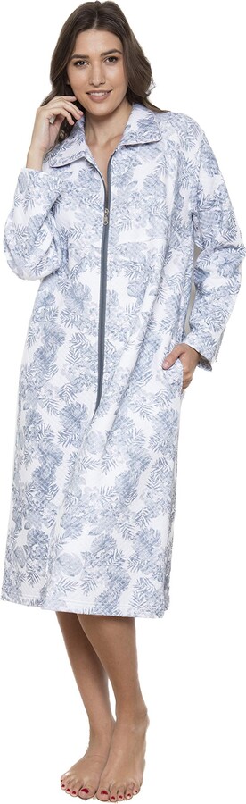 cotton zip up dressing gown