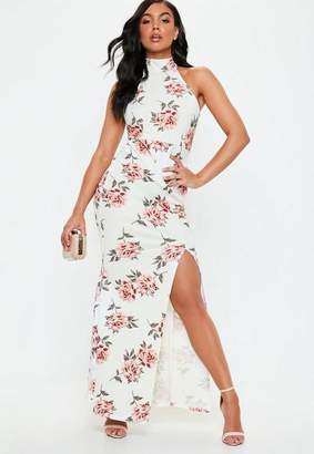Missguided White Floral Choker Maxi Dress