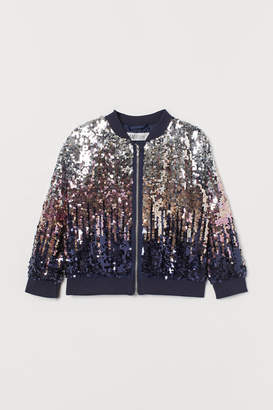 H&M Bomber Jacket with Sequins - Blue