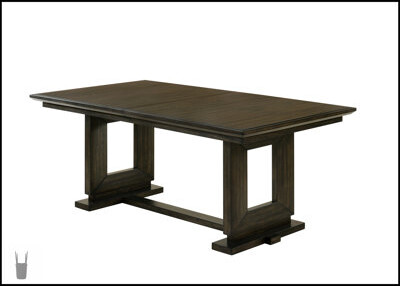 Hokku Designs 7Pc Rectangular Extendable Dining Set With 18 Inch Leaf, Trestle Base, Beige Upholstered Chairs, And Dark Brown Finish