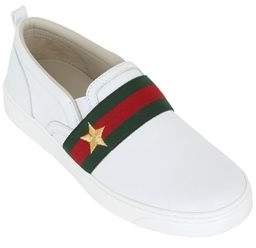 Gucci Web Nappa Leather Slip-On Sneakers