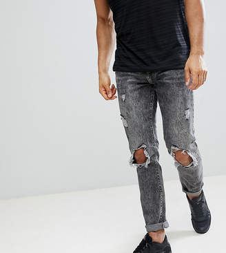 Brooklyn Supply Co. Brooklyn Supply Co Acid Wash Slim Jeans With Rip and Repair