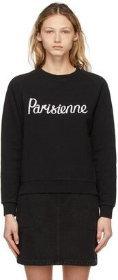 MAISON KITSUNÉ Black 'Parisienne' Vintage Sweatshirt