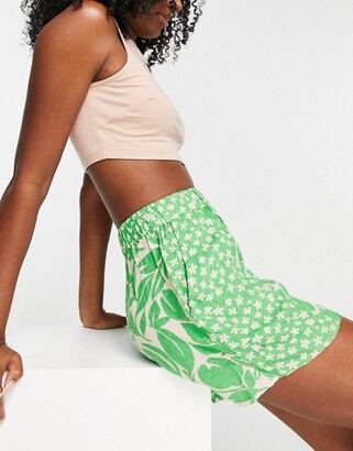Y.A.S floaty mini shorts in leaf print (part of a set)
