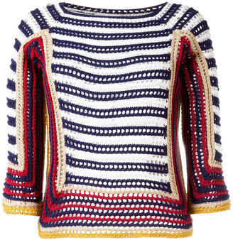RED Valentino striped, half length sleeve knit top