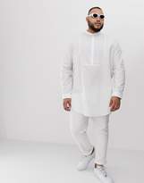 Thumbnail for your product : ASOS Design DESIGN Plus regular fit overhead longline shirt with bib detail in white