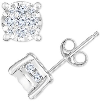 TruMiracle Diamond Cluster Stud Earrings (3/4 ct. t.w.) in 14k White Gold