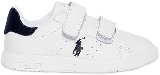 Ralph Lauren Childrenswear Logo Embroidered Leather Sneakers