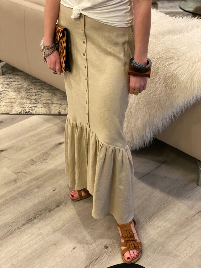 button front skirt maxi