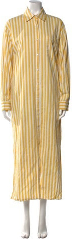 The Frankie Shop Shirtdress Neutrals Striped Long Sleeve with Collar Button Closure at Front