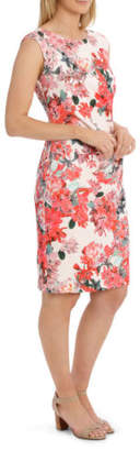 NEW Trent Nathan Events Painterly Floral Structured Dress with Rouching Detail