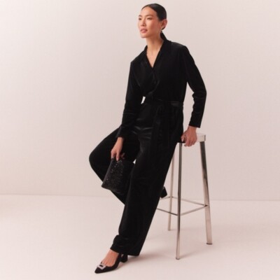 The White Company Collared Jersey Velvet Jumpsuit ShopStyle - Main Image