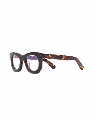 Lesca Tortoiseshell-Effect Square-Frame Glasses