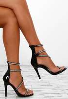 Thumbnail for your product : Pink Boutique Hollywood Hottie Black Patent Diamante Embellished Heels