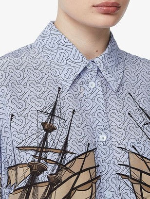 Burberry Ship-Print Oversized Shirt