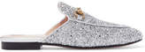 Gucci - Princetown Horsebit-detailed Glittered Leather Slippers - Silver