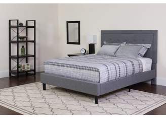 Flash Furniture Roxbury Tufted Upholstered King Size Platform Bed in Light Gray Fabric
