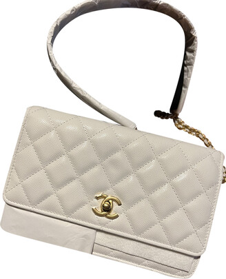 CHANEL Glossy Calfskin Quilted Medium Chanel 19 Flap White Black 1240361 |  FASHIONPHILE