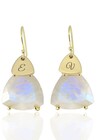 Etsy Rainbow Moonstone Earrings Engraved Gold Coin Initial Personalized Name June Birthstone