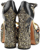 Thumbnail for your product : Marc Jacobs Leather Platform Sandals with Calf Hair and Glitter