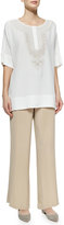 Thumbnail for your product : Go Silk Wide-Leg Silk Crepe Pants