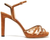 Thumbnail for your product : Jimmy Choo Lilah 100 Crossover-strap Suede Sandals - Tan Gold