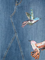 Thumbnail for your product : RED Valentino bird patches denim skirt