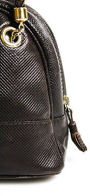 Bottega Veneta Brown Embossed Leather Braided Handle Small Satchel Handbag