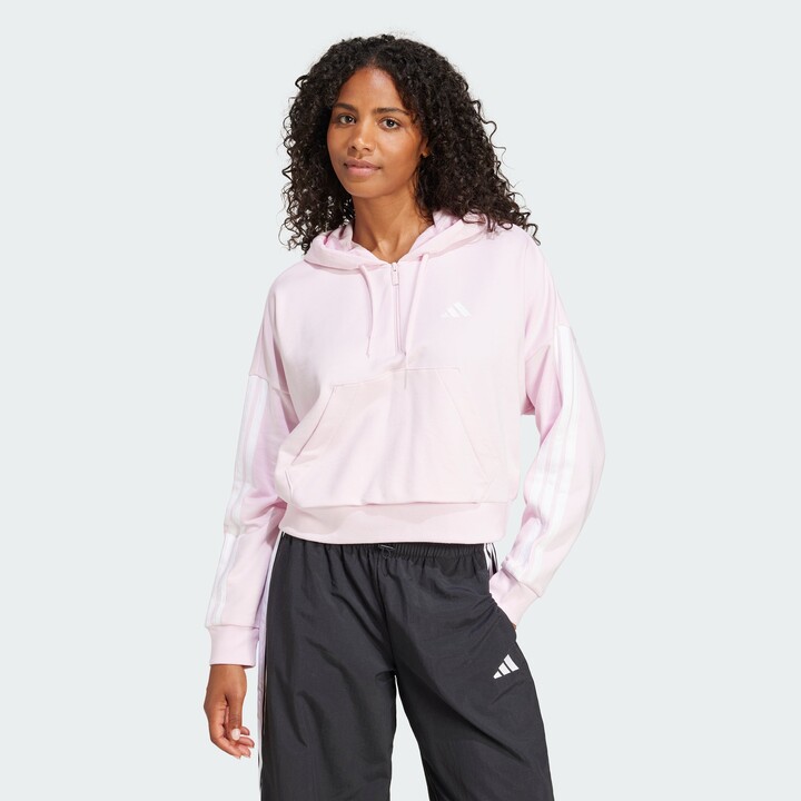adidas Women's Essentials 3-Stripes French Terry Quarter-Zip Hoodie