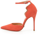 Thumbnail for your product : Schutz Floralite Scalloped Ankle-Wrap Pump, Salmon