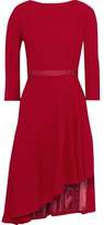 Thumbnail for your product : Lanvin Asymmetric Grosgrain-trimmed Wool-crepe Dress