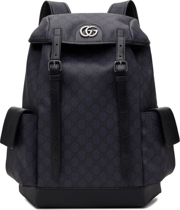 Gucci - Men - Ophidia Leather-trimmed Monogrammed Coated-canvas Backpack Gray