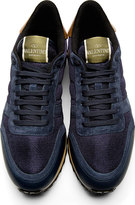Thumbnail for your product : Valentino Navy Mesh & Leather Studded Sneakers