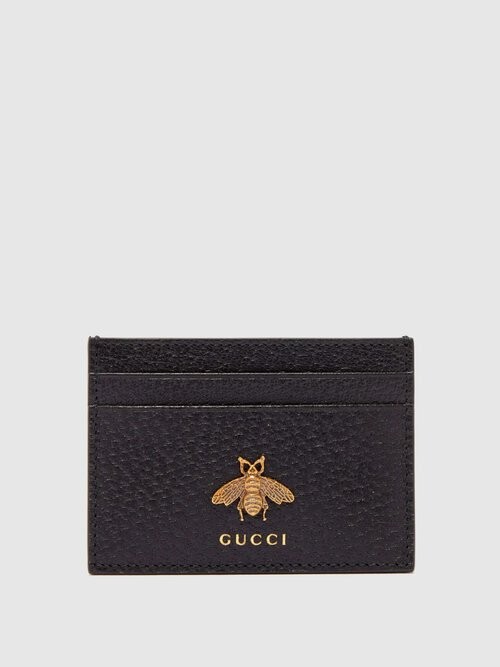Gucci Bee-embellished Leather Cardholder - Black - ShopStyle Wallets