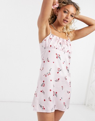 Glamorous cami mini dress with ruched bust in pink floral