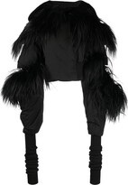 Shearling-Trim Feather-Down Cropped J 