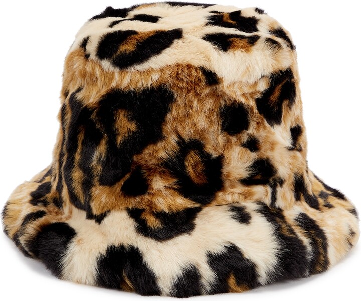 Jakke Hattie Leopard-print Faux Fur Bucket Hat - ShopStyle