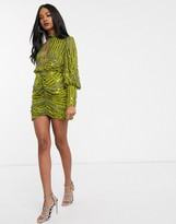Thumbnail for your product : ASOS DESIGN long sleeve key hole mini dress with wrap skirt
