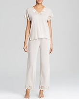 Thumbnail for your product : Natori Zen Floral Lace-Trim Short Sleeve Pajama Set