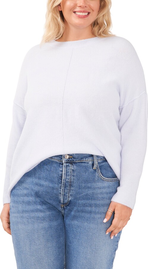 Vince Camuto Plus-Size Long Sleeve Extend Shoulder Center Front Seam Cozy Sweater