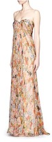 Thumbnail for your product : Nobrand Floral print silk chiffon strapless gown