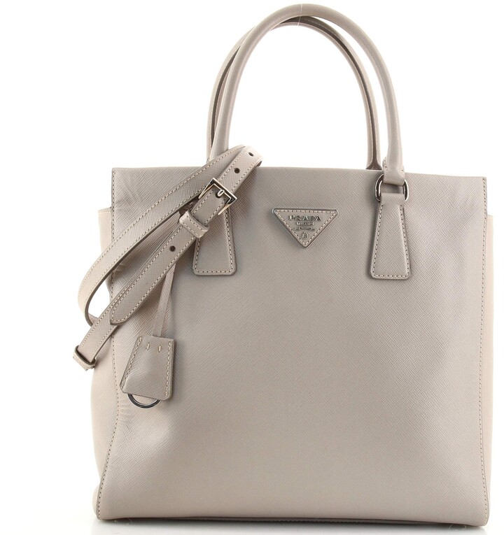 Prada Gray Saffiano Leather Handbags | Shop the world's largest collection  of fashion | ShopStyle