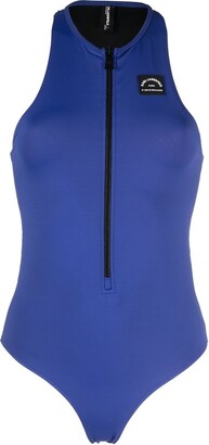 Speedo High-Neck Zip-Front Illusion One-Piece Swimsuit - Macy's