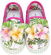 Thumbnail for your product : MonnaLisa sequinned tropical slip-on sneakers