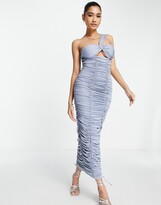 Thumbnail for your product : Rare London twist bodycon midi dress in powder blue
