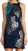 Thumbnail for your product : Cynthia Rowley Foiled Lace Fitted Tank Dress