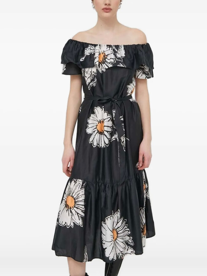 Off-Shoulder Floral Midi Dress