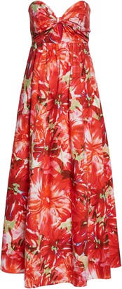 Milly Noah Brushstroke Floral Poplin Maxi Dress